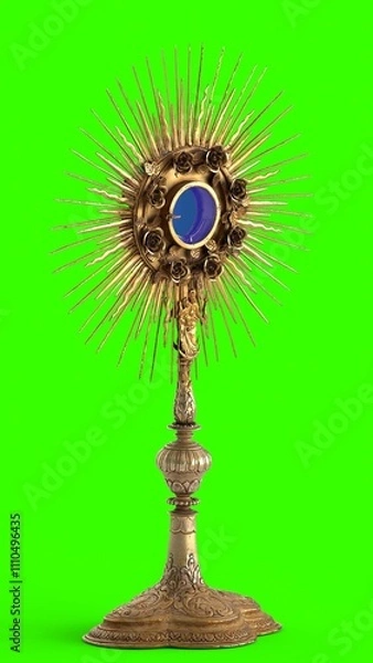 Obraz monstrance with green background