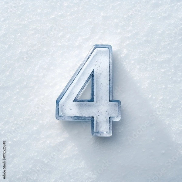 Fototapeta 3D frozen Ice number 4 on snow background