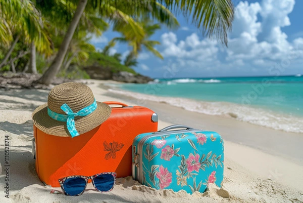Obraz Travel background with copy space, perfect for a summer vacation concept