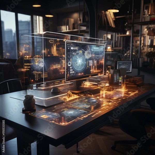 Fototapeta Hologram Technology and Artificial Intelligence