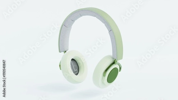 Fototapeta Various color 3D render headphones with vibrant designs, perfect for e-commerce, branding, advertising, and presentations. High-resolution visuals with realistic textures and studio lighting