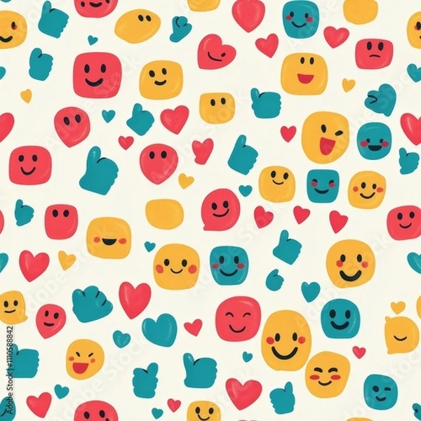 Fototapeta Emoji Pattern Design - Colorful and Happy seamless, pattern, background, texture