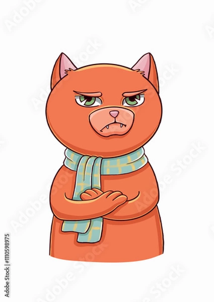 Fototapeta Cat stickers for scrapbooking and social web vector illustrations set