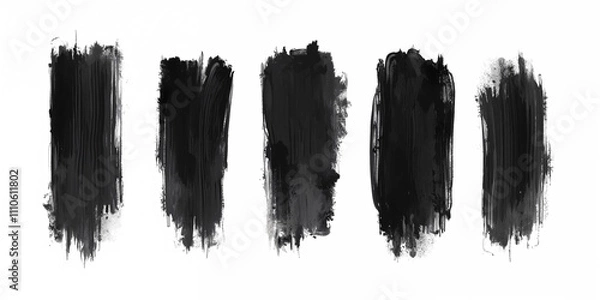 Fototapeta Collection of black paint. Spray paint elements, brush stroke, black splashes set. Sketch grunge charcoal, texture rough scratching pencil chalk line,freehand doodle scribble stroke art brushes vector
