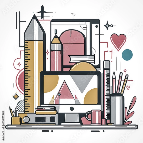 Obraz Illustration that symbolizes designers and design world and profession.