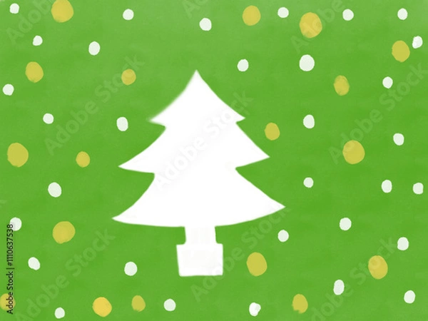Obraz 緑背景のクリスマスツリーのシンプルなデザインのイラスト