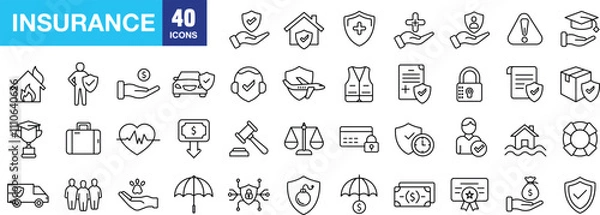 Fototapeta "Versatile Line Icons Representing Insurance and Risk Management"