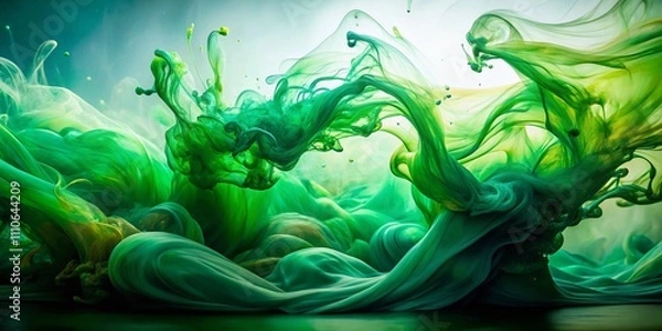 Fototapeta Captivating Long Exposure Artistry with Green Ink Titles Creating Ethereal Swirls and Light Trails for Unique Visual Storytelling