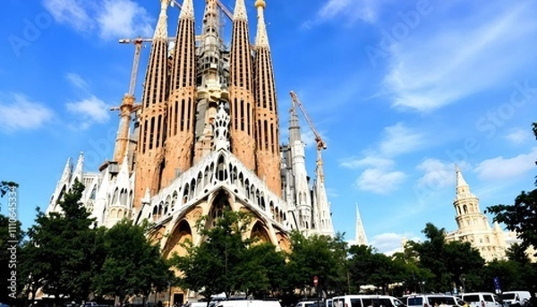 Obraz Barcelona, Spain: Exteriors of La Sagrada Familia cathedral, designed by Gaudi. It is being built since 1882.