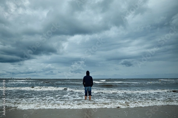 Obraz alone man on the beach