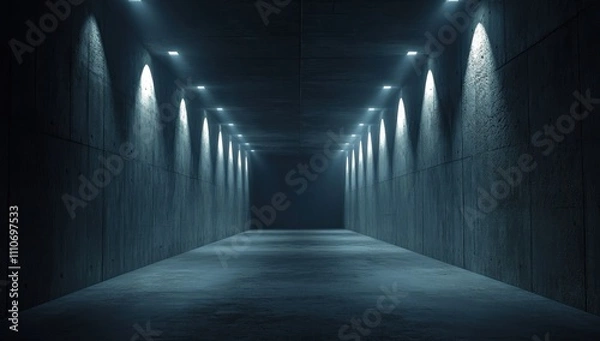Fototapeta Illuminated Concrete Corridor
