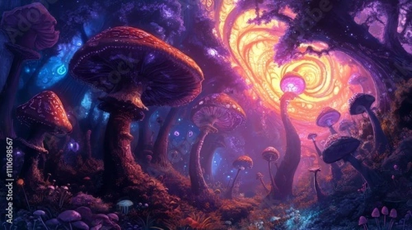 Fototapeta abstract mushrooms, mysterious