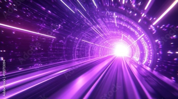 Fototapeta Futuristic light tunnel journey abstract space digital art vibrant colors high-speed concept