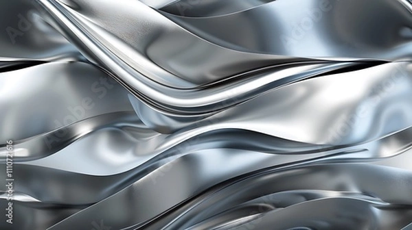 Fototapeta Curving lines in metallic shades of silver and gray, creating a sleek and modern abstract design