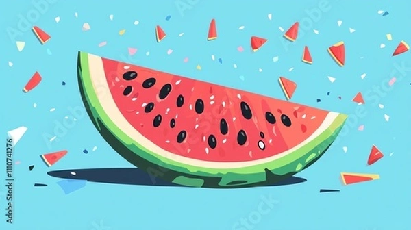 Fototapeta Here's a description inspired by stock image best-sellers, under 100 characters:  > Juicy watermelon slice, vibrant summer design.