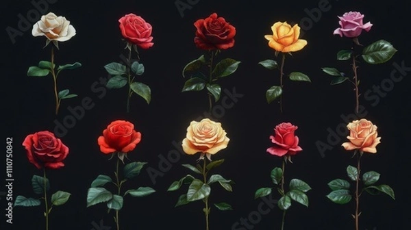 Fototapeta Collection of Roses: Red, Yellow, Pink, and White