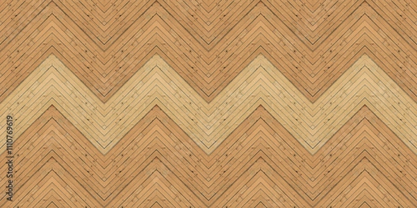 Fototapeta Chevron-patterned flooring in light and dark wood tones, blending natural textures into a zigzag design.