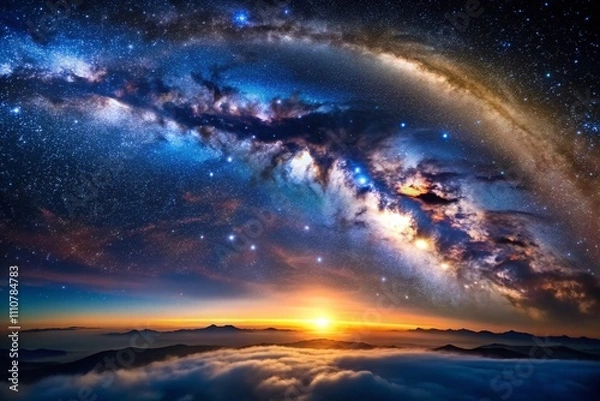 Fototapeta Stunning Aerial View of the Milky Way Galaxy Showcasing Stars and Space Dust in a Breathtaking Cosmic Landscape for Astrophotography Enthusiasts and Space Lovers