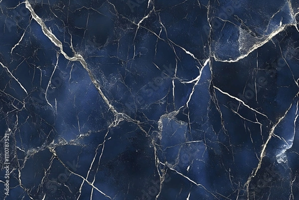Obraz Dark blue marble texture with white veins.