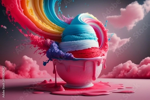 Obraz Wonderful molten colorful ice creams
