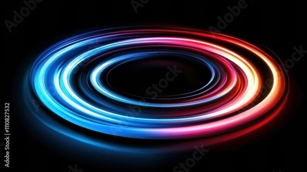 Fototapeta Colorful light trails form a mesmerizing circular pattern against a dark background, AI