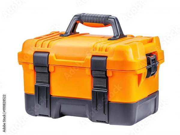 Fototapeta Orange Toolbox Security Compartments Combination Lock Storage Dark Background High Resolution