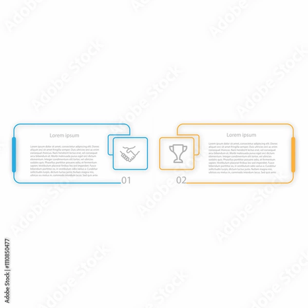 Obraz 2 Steps Infographic Design Template - Chart, Pie chart, workflow layout, scrum diagram, brochure, report, presentation, web design Vector Illustration