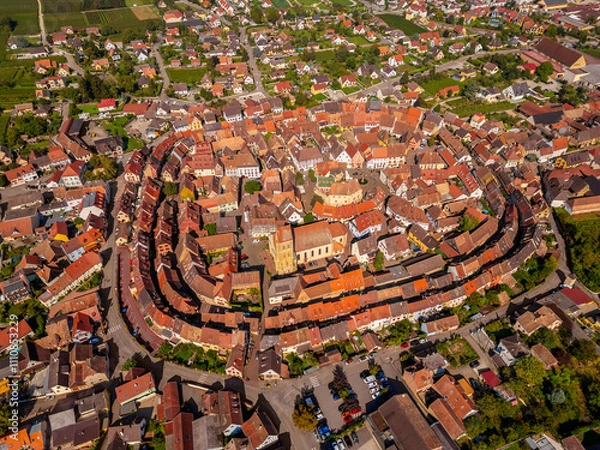Fototapeta Aerial View on Eguisheim Alsace France