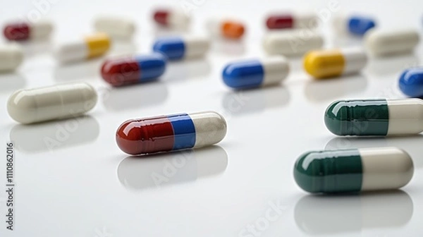 Obraz Exploring health solutions capsules and pills for wellness pharmacy setting close-up view medical conceptualization