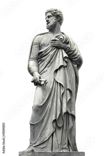 Fototapeta statue a sculpture of a man with a beard on white background