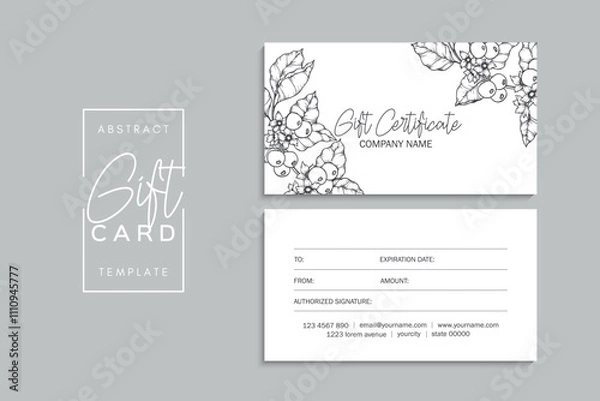 Fototapeta Set of colorful gift cards template. Modern style vector illustration of flowers for saloon, gallery, spa, shop. Gift voucher