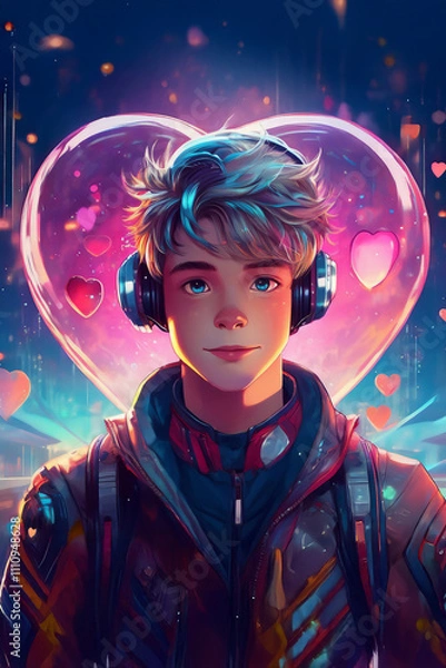 Obraz boy with headphones