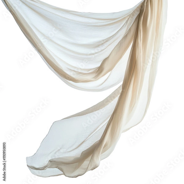 Fototapeta A white fabric with a pattern is hanging from the ceiling