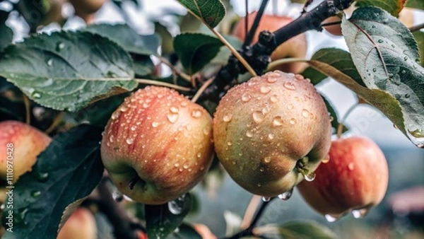 Fototapeta Apples on a tree branch. Ripe, delicious fruits ready to eat.