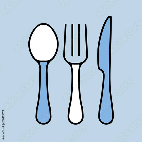 Fototapeta Spoon fork and knife vector icon