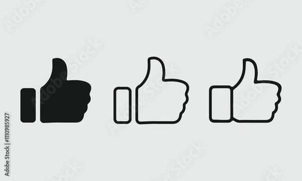 Fototapeta Thumb up icons collection. Thumbs up or like sign. Yes, good symbol. Flat style and outline - stock vector.