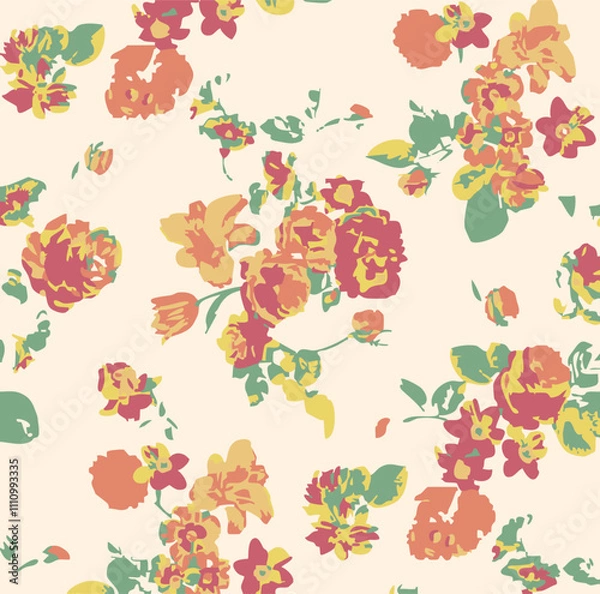 Fototapeta Vector seamless pattern. Pretty pattern in small flowers. Small blue flowers. White background. Ditsy floral background. The elegant the template for fashion prints. Stock vector.