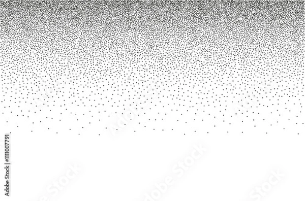 Fototapeta Black halftone sand gradation in noisy gradient dotted background. Grainy vignette frame with stipple effect. Grunge fade with vector dust effect.