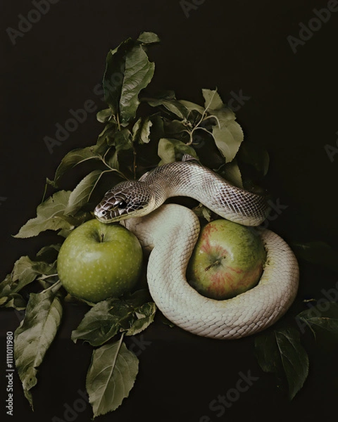 Fototapeta snake  with apple