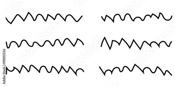 Fototapeta Abstract black wave background. waves line set. waves collection vector. Black wave line and wavy zigzag seamless pattern lines isolated on white background. Vector illustration with editable stroke.