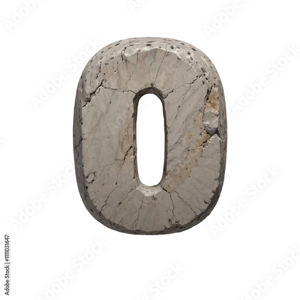 Obraz Carved Stone Number 0 - Rustic 3D Alphabet Design