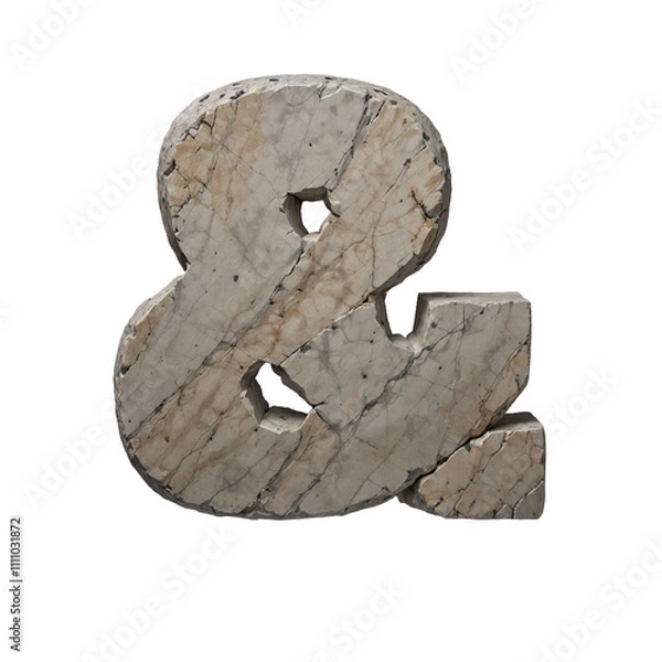 Obraz Carved Stone Symbol Ampersand - Rustic 3D Alphabet Design