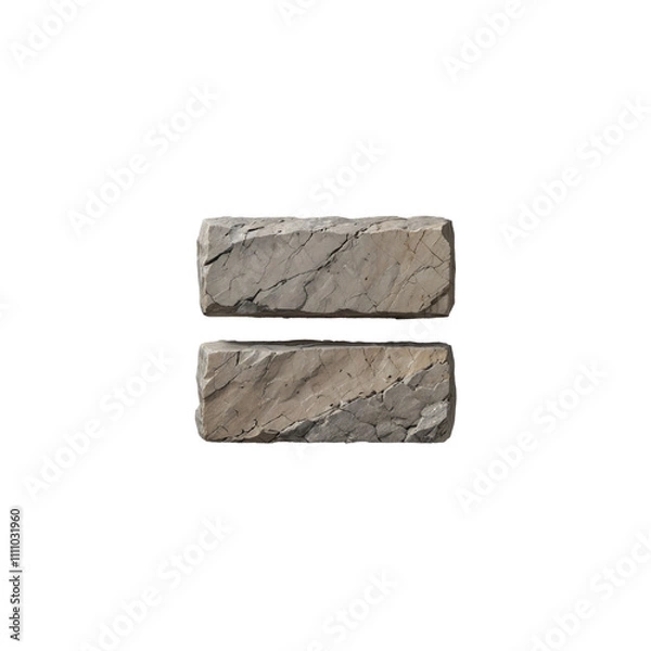 Obraz Carved Stone Symbol Equal - Rustic 3D Alphabet Design