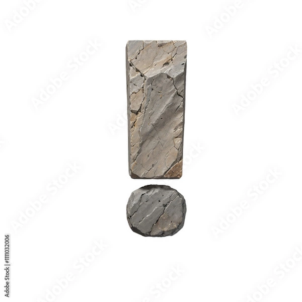 Obraz Carved Stone Symbol Exclamation Mark - Rustic 3D Alphabet Design