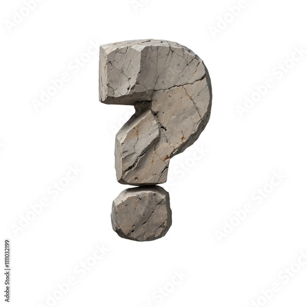 Obraz Carved Stone Symbol Question Mark - Rustic 3D Alphabet Design