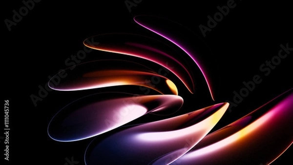 Fototapeta 3D Abstract Iridescent Composition Background with Light and Glass Effects