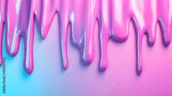 Fototapeta Abstract dripping paint, vibrant pink and light blue color gradient background.