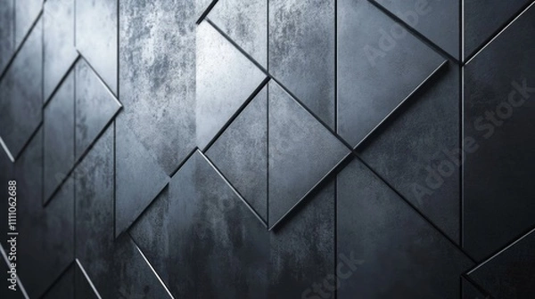 Fototapeta Geometric Pattern of Black Metal Tiles