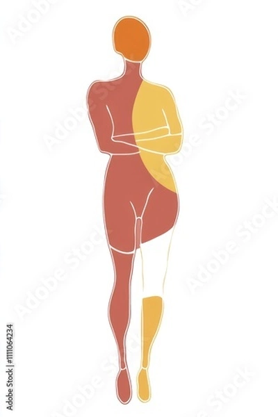 Fototapeta A bold artistic silhouette with red and yellow layered hues, embodying a powerful blend of color, abstract form, and symbolic expression of human emotion and strength.
