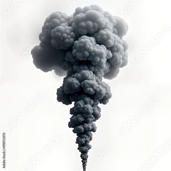 Obraz Abstract gray smoke cloud. Vertical smoke motion. 3D abstract design element. Abstract background for graphic design. Conceptual image of pollution destruction. Powerful, dynamic visual concept.